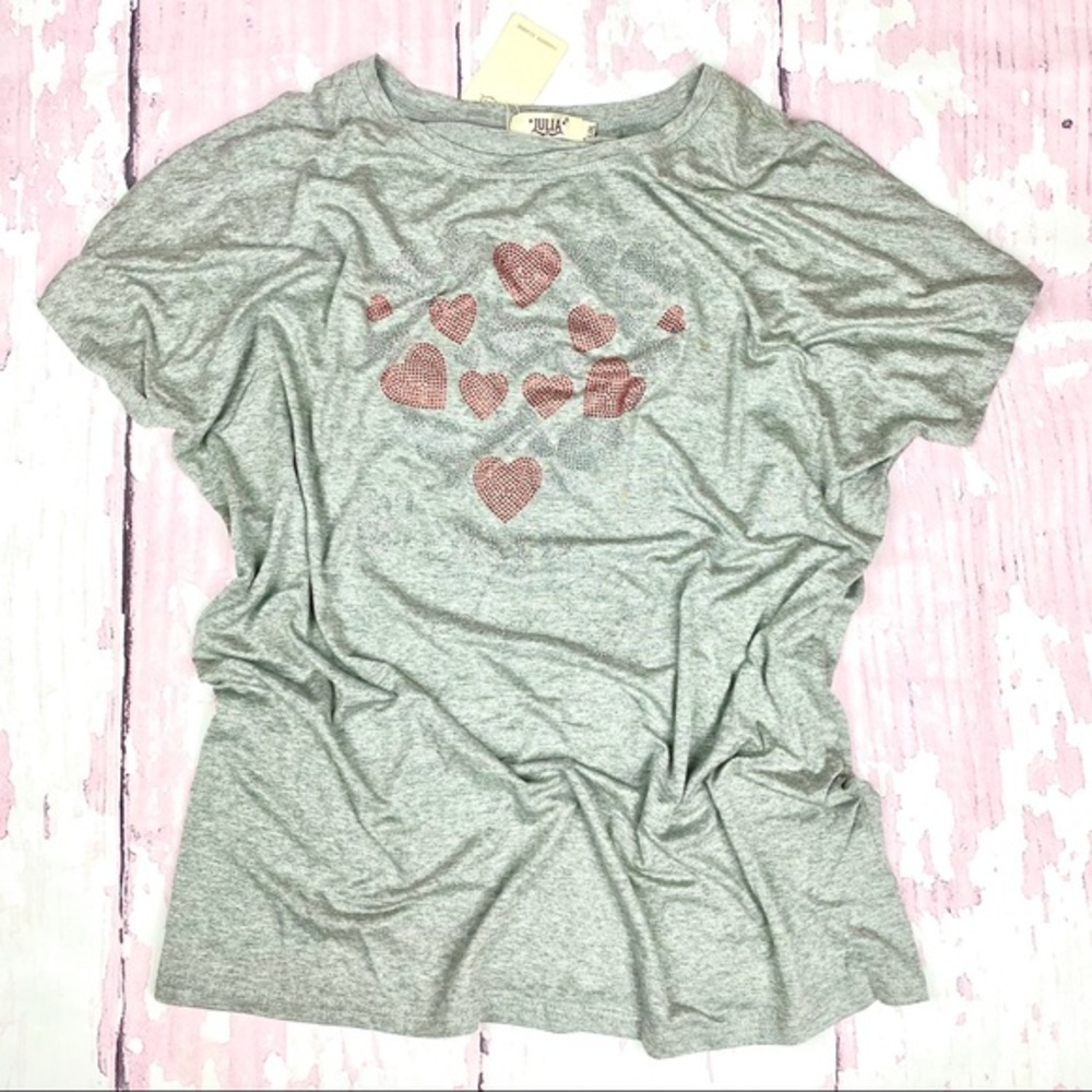 NWT Julia Rhinestone Heart Blouse